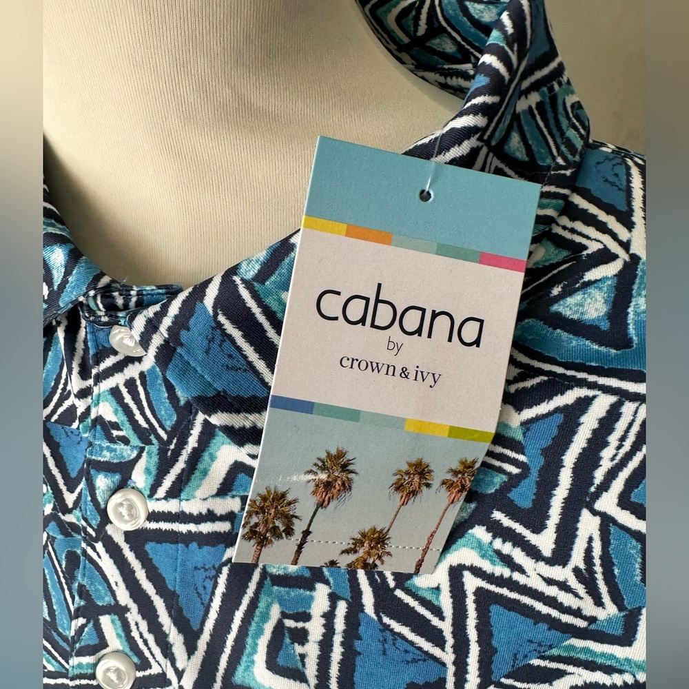 NWT Cabana by Crown & Ivy Blue Lagoo Golf Polo